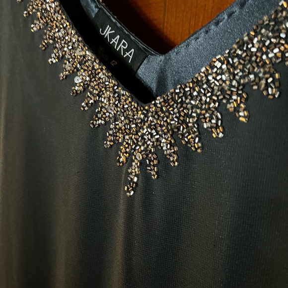 J Kara Women's Embellished Overlay floor length Gown - Picture 4 of 7